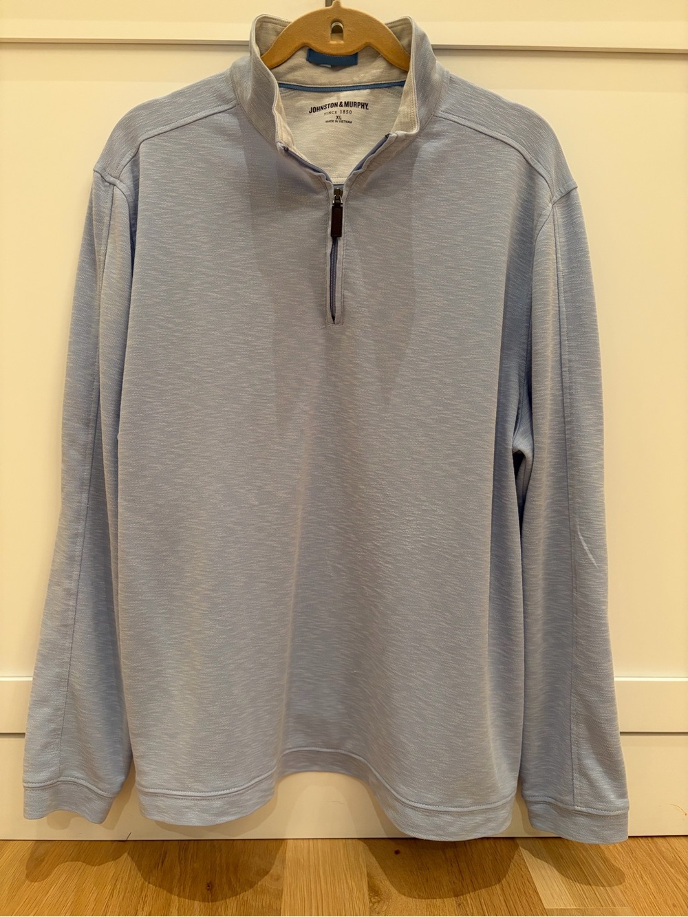 Johnston & Murphy Men’s XL Light Blue 1/4 Zip Pullover Long Sleeve